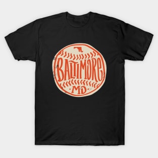 Hand Drawn Baseball for Baltimore with custom Lettering T-Shirt